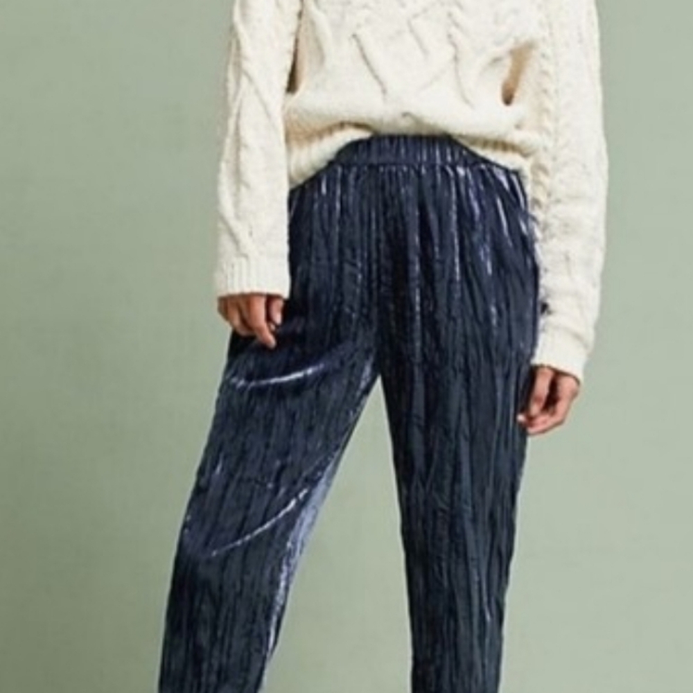 Anthropologie Etttwa Kinley Cropped Satin Trousers